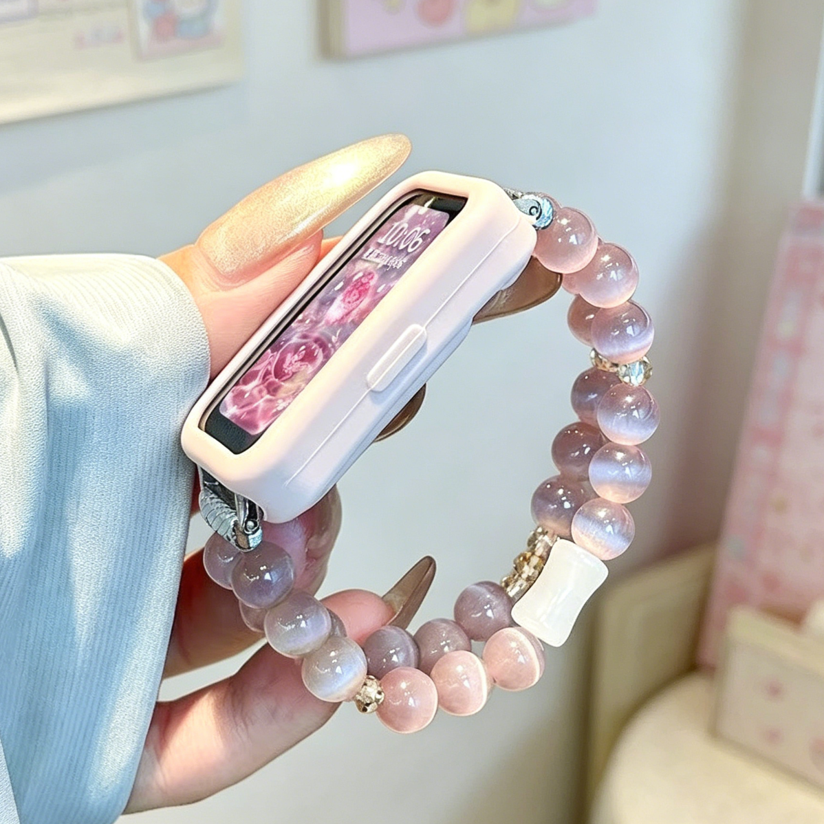 Elastic Lilac Cat's Eye Watch Band