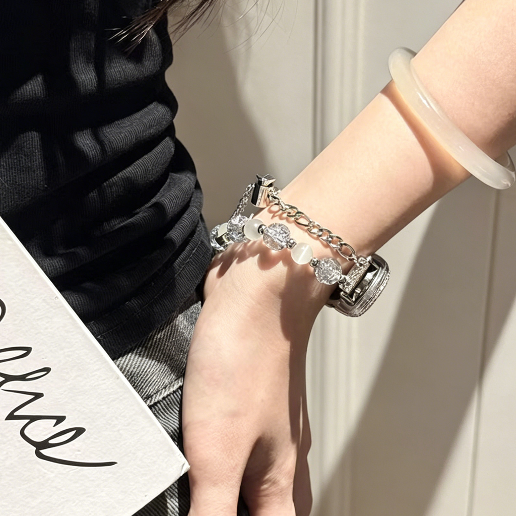 Double-Strand Cat's Eye Beaded Watch Band