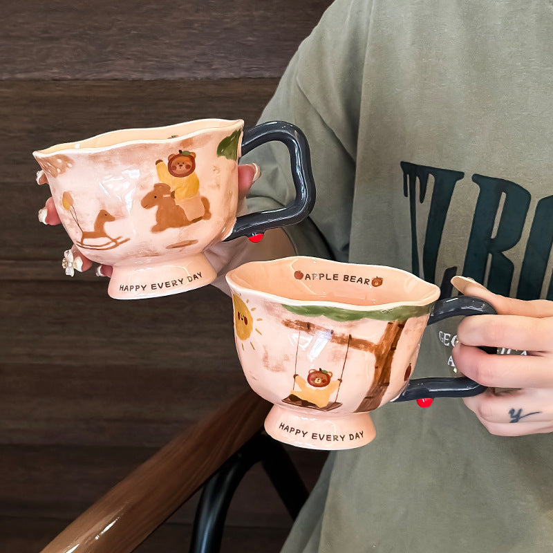 Creative Artistic Ceramic Mug | Modern Coffee Cup | Large Breakfast Mug | Office Water Cup | Aesthetic Milk Mug | Gift for Women