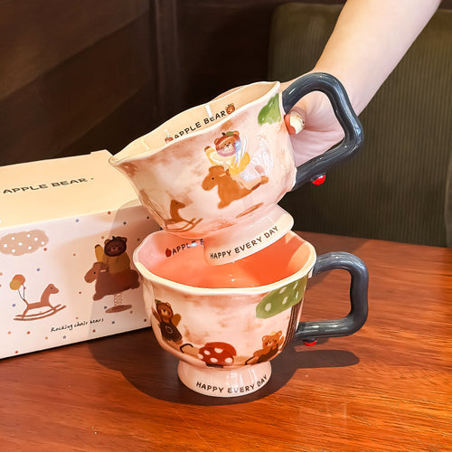 Creative Artistic Ceramic Mug | Modern Coffee Cup | Large Breakfast Mug | Office Water Cup | Aesthetic Milk Mug | Gift for Women
